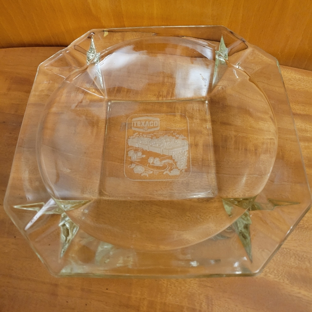 Vintage Texaco Clear Glass Ashtray